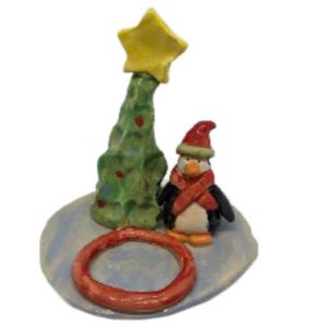 Holiday Tree and Penguin Tea Light